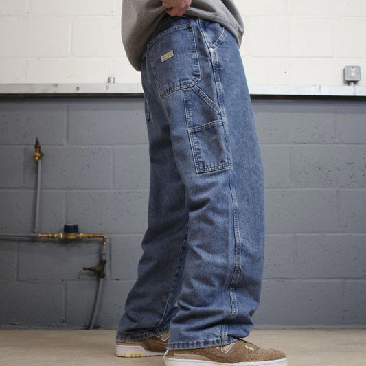 Y2K baggy Wrangler carpenter jeans blue Loose denim skater style cargo pants