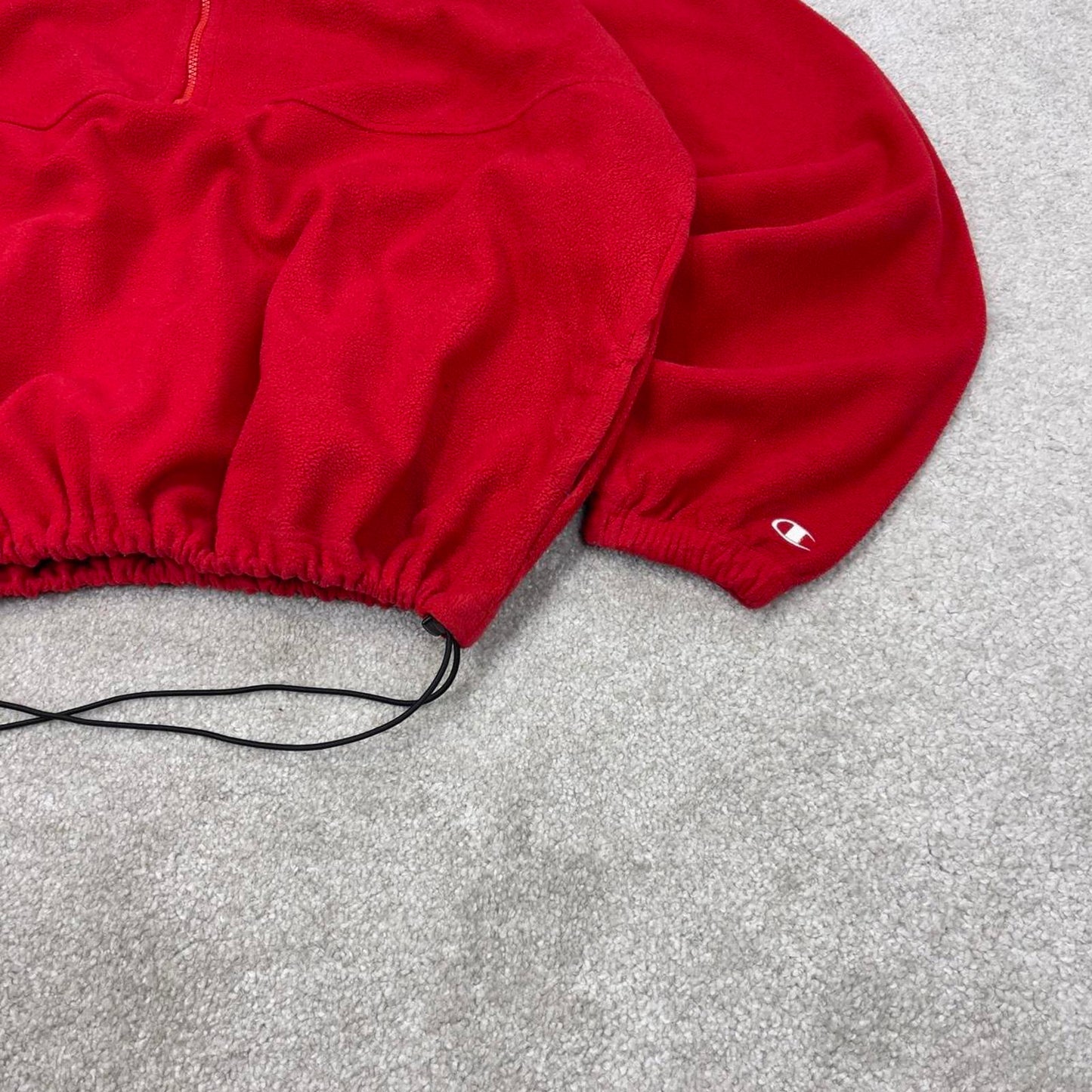 Red Champion technical fleece XXL 1/2 zip up y2k style autumn adjustable waist