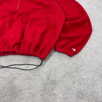 Red Champion technical fleece XXL 1/2 zip up y2k style autumn adjustable waist