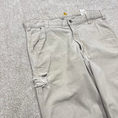Y2K Carhartt carpenter jeans beige Relaxed fit straight leg canvasy skate style workwear cargo pants