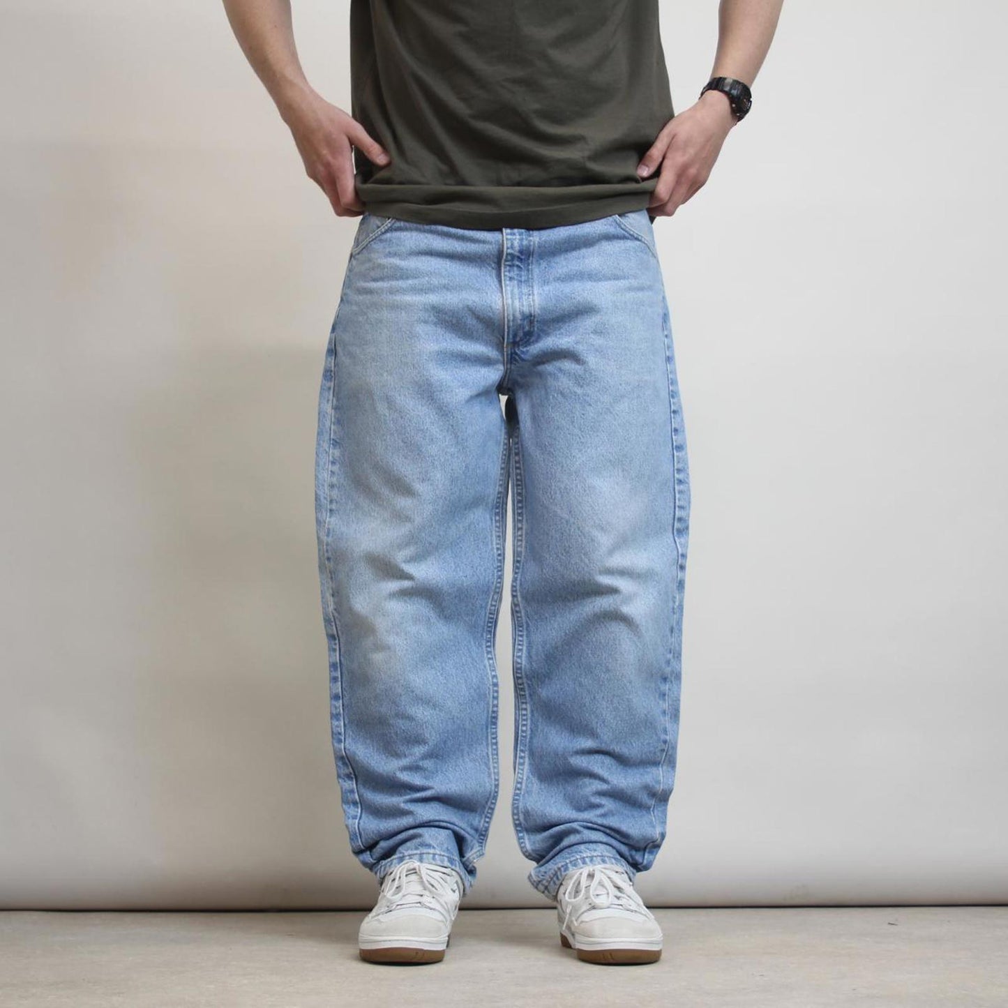 Mens Carhartt jeans W38 L30 blue Loose thick denim 90s style skate jeans