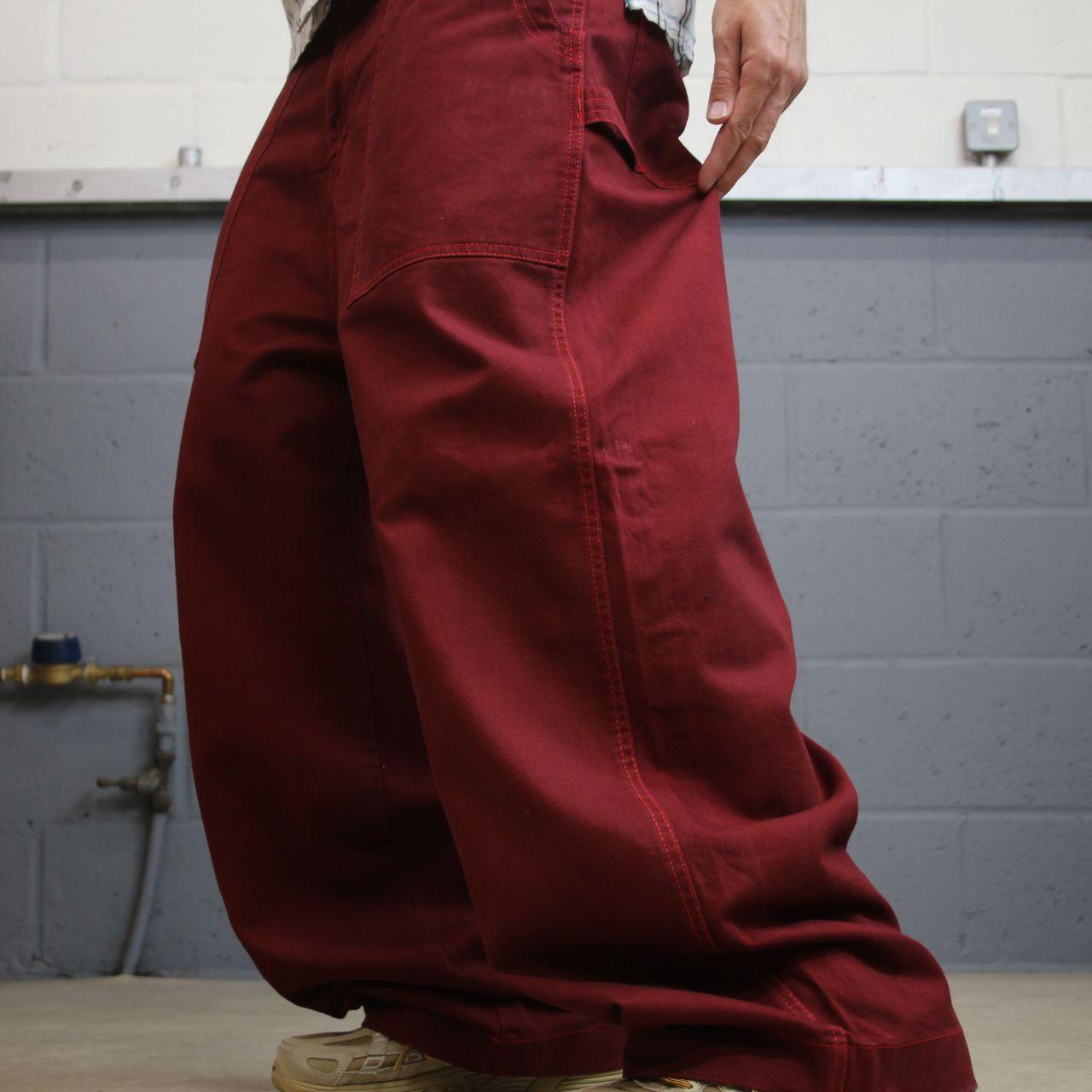 Extra baggy carpenter jeans wide leg y2k W36L29 red Loose fit skater style work cargos