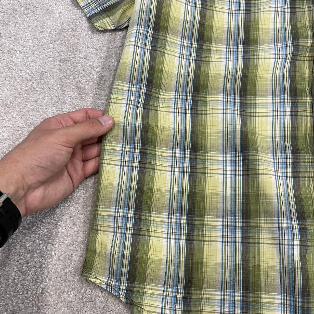 Columbia checkered short sleeve shirt green Surf style check shirt button down summer festival