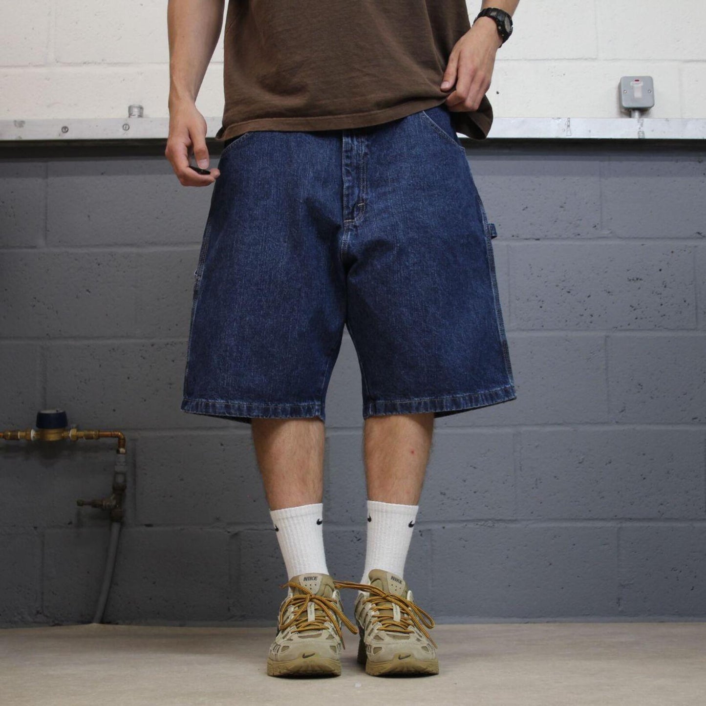 Wrangler baggy denim shorts carpenter blue Loose skater style summer cargo jorts