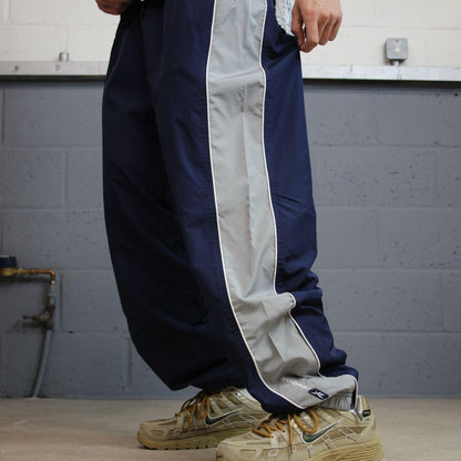 Baggy Y2K Reebok tracksuit bottoms black navy XL Loose lined casual 2000s style track pants