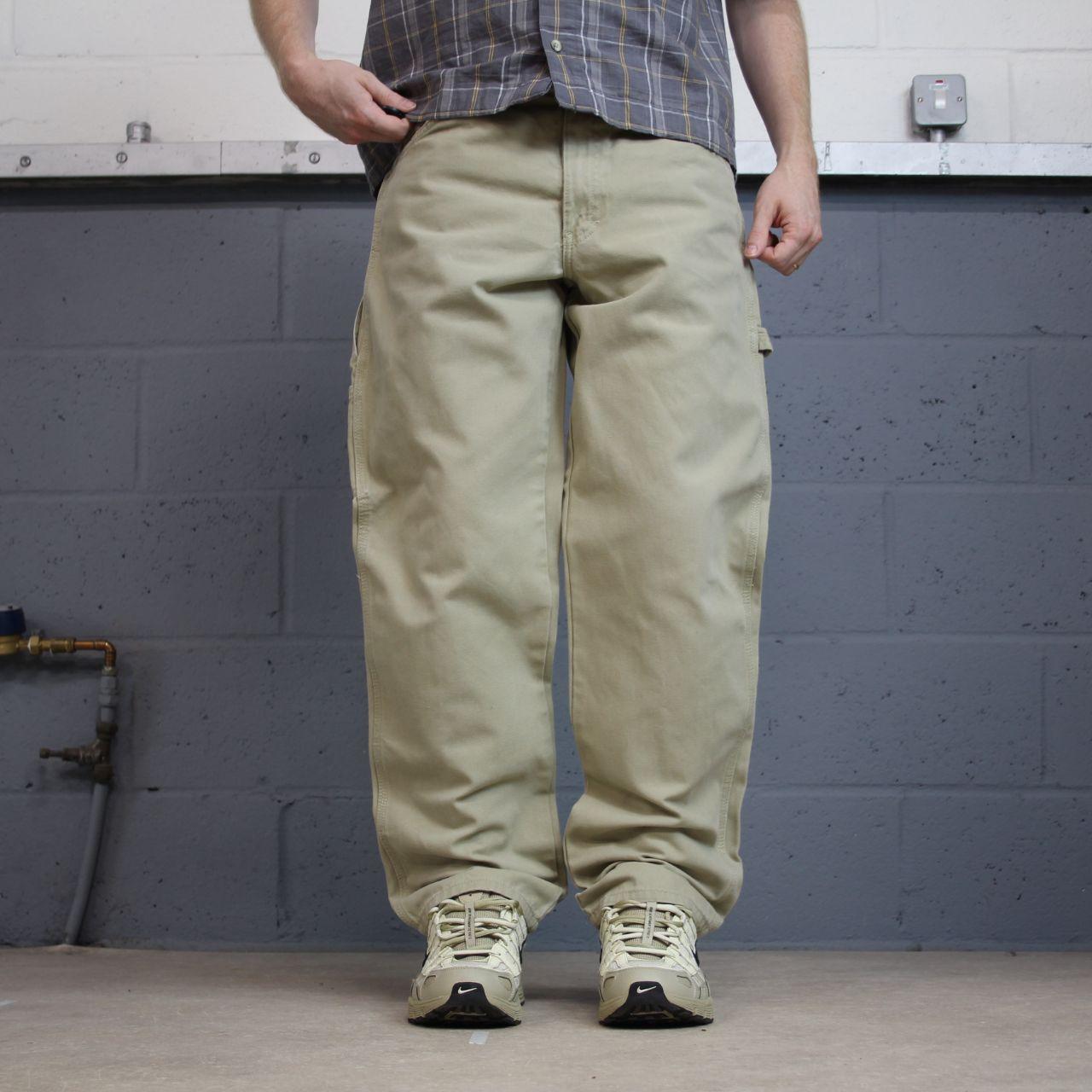 Dickies y2k carpenter pants beige Loose leg 2000s style skater workwear cargos