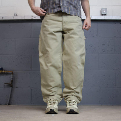 Dickies y2k carpenter pants beige Loose leg 2000s style skater workwear cargos