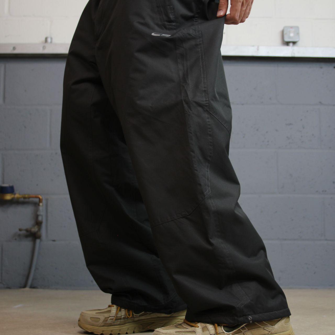 Y2K champion waterproof technical trousers grey XL Wide leg hiking salopette outdoors trousers