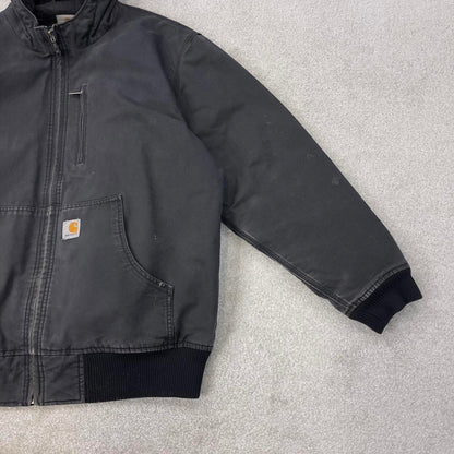 Charcoal grey Carhartt hooded active jacket XL duck canvas bomber