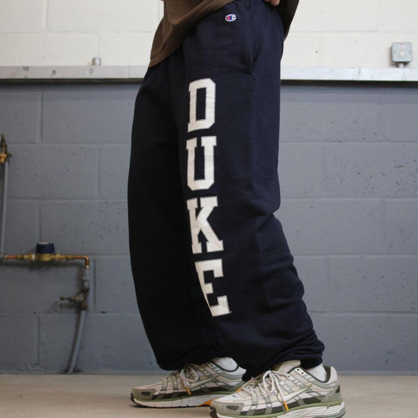 Champion sweatpants loose navy joggers Loose floaty embroidered logo Duke tracksuit bottoms