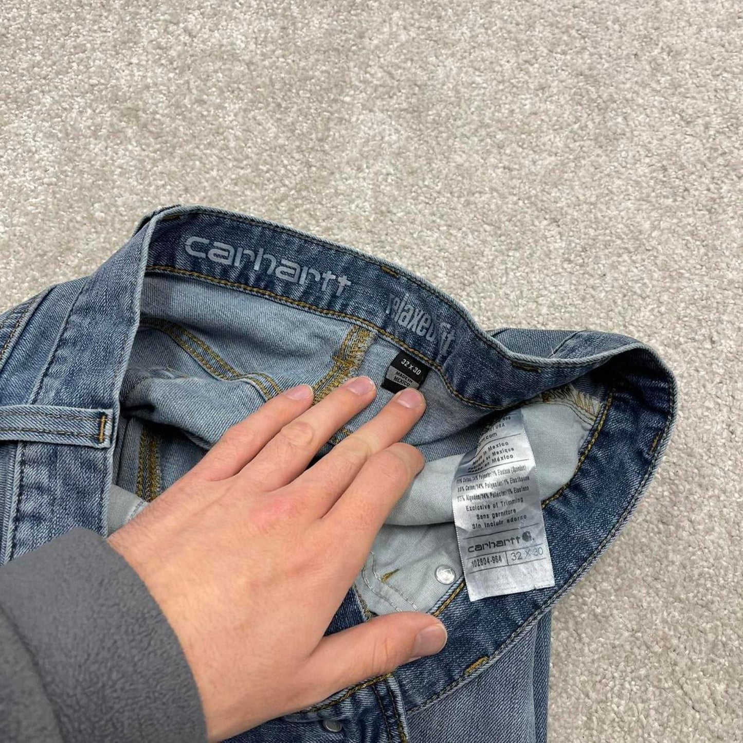 Y2k Carhartt jeans workwear denim W32L30 Mens blue relaxed fit 00s style skater pants