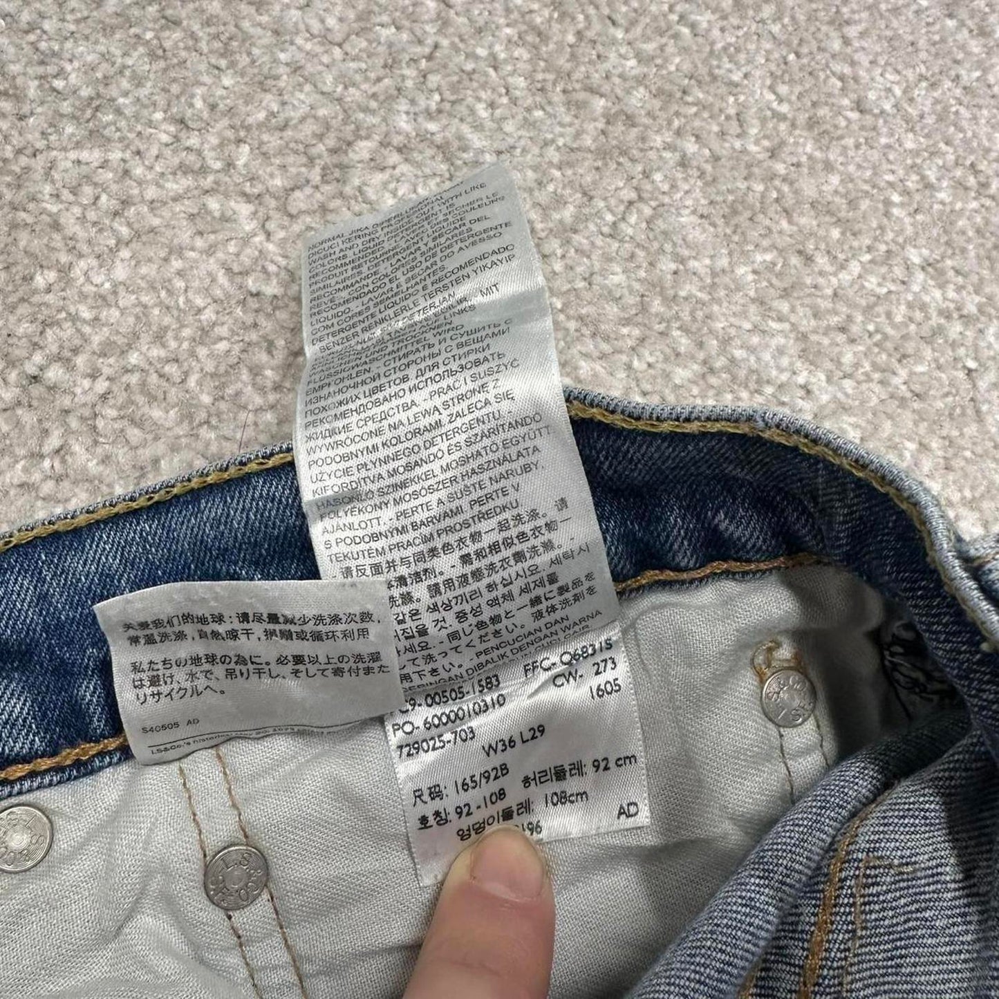 Blue Levis 505 jeans W36L29 straight leg y2k style pants red tab logo