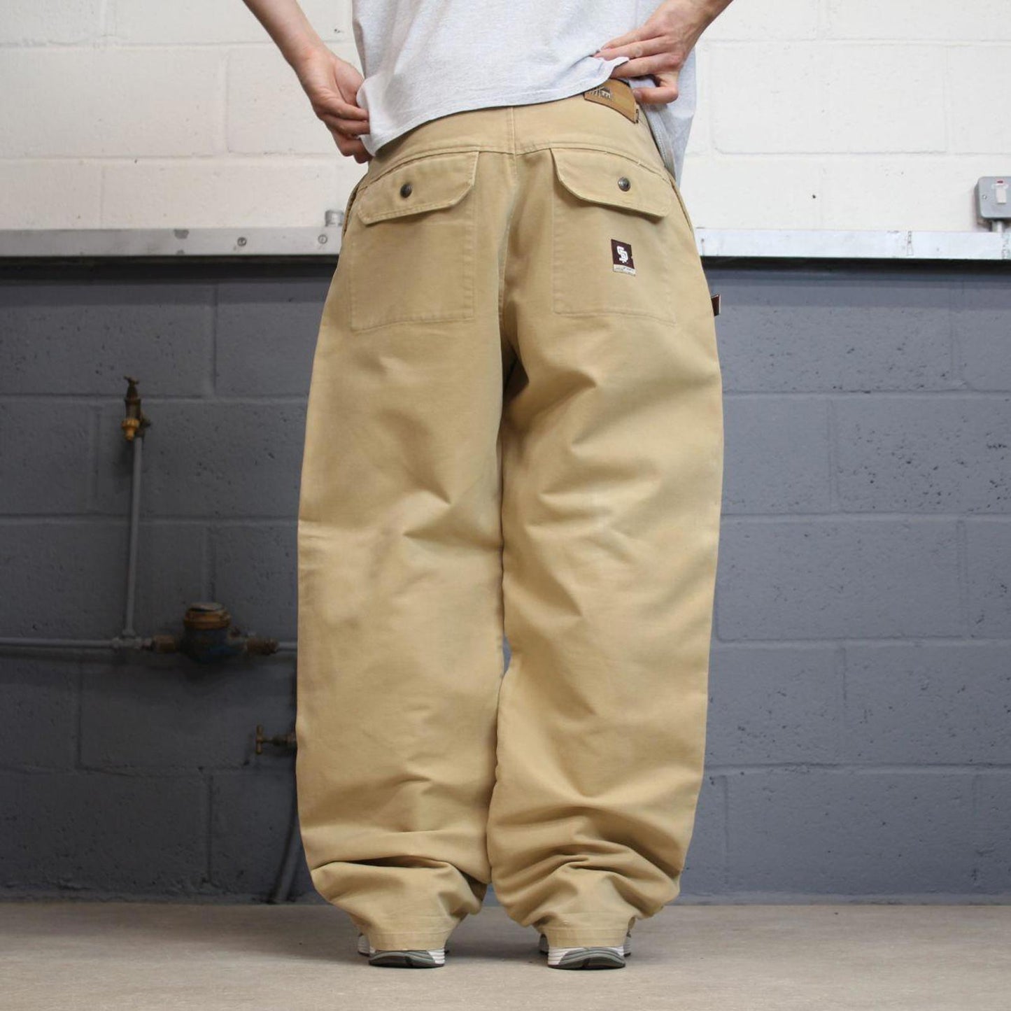 Baggy State Property jeans W36 L32 tan wide leg 90s style skater jeans