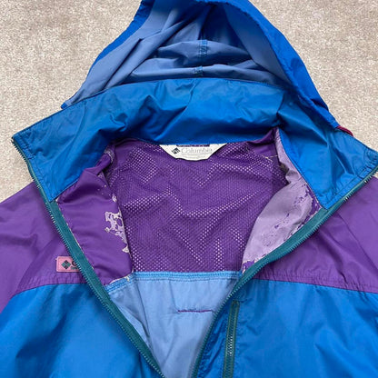 00s Columbia technical windbreaker jacket M women's lightweight y2k style blue purple hooded autumn