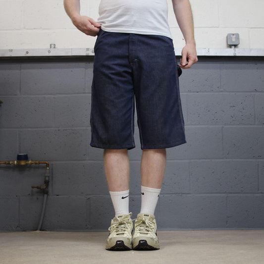 Vintage Sears denim shorts y2k carpenter navy Long skater style cargo work jorts