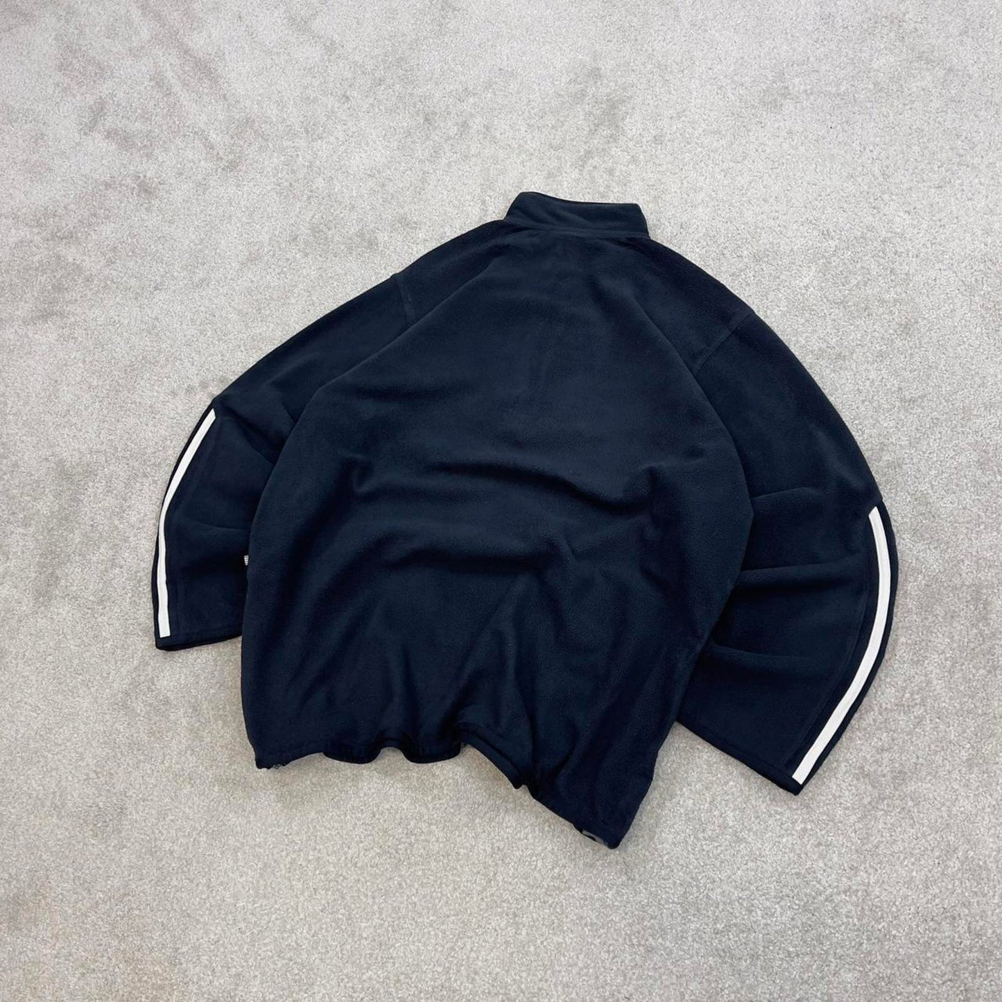 Navy Adidas technical fleece Large 1/4 zip pull over y2k autumn style lightweight zip up striped