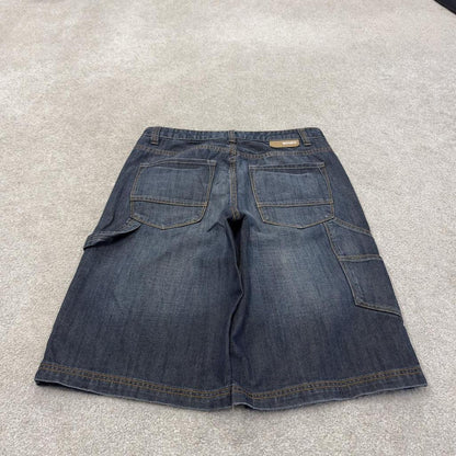 Y2K baggy denim shorts carpenter blue Bongo loose skater style surf jorts