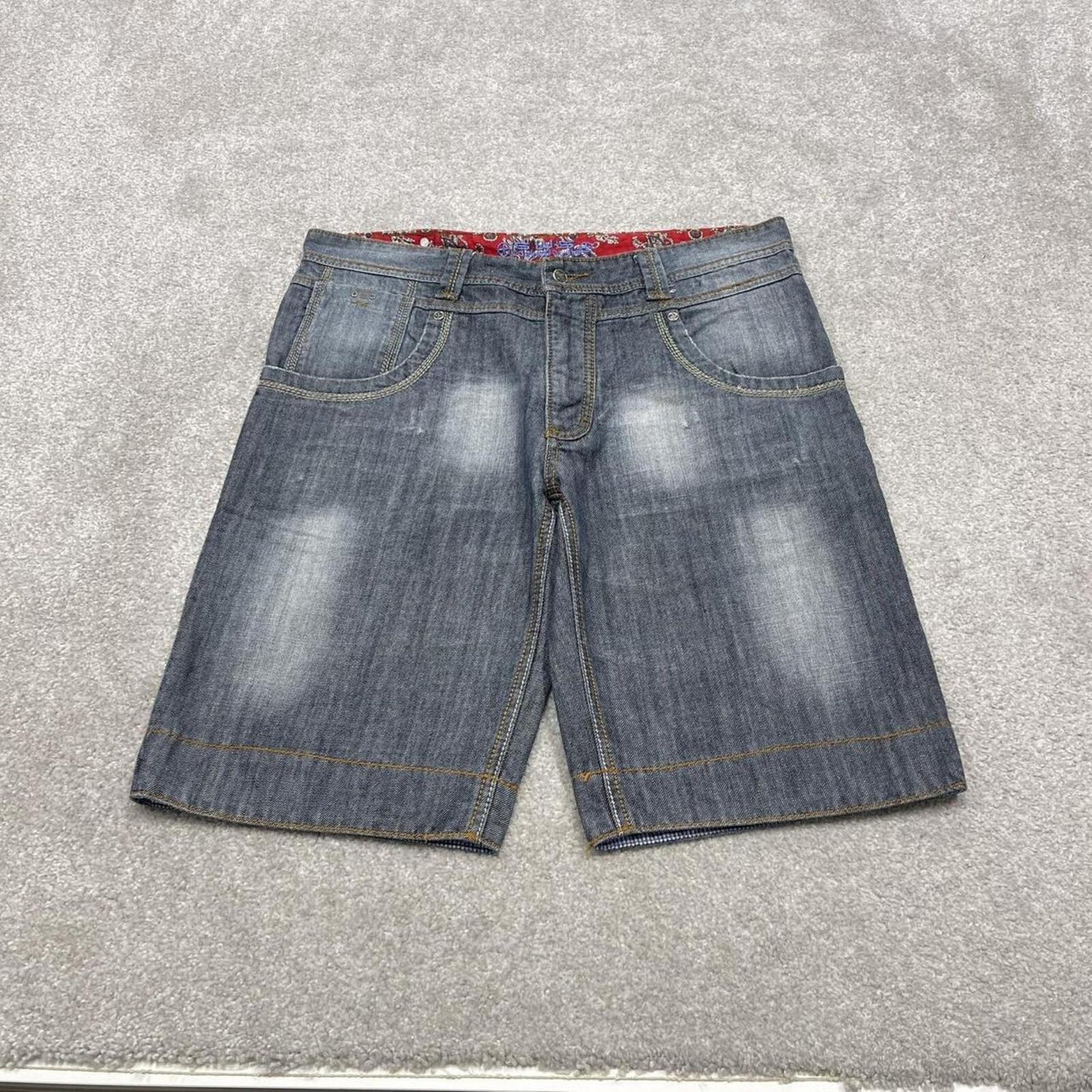 Y2K SWS denim shorts blue Roll up legs summer festival jorts