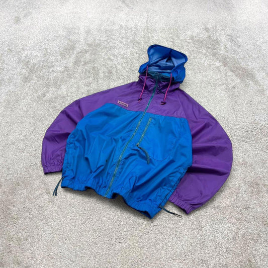 00s Columbia technical windbreaker jacket M women's lightweight y2k style blue purple hooded autumn