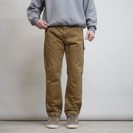 Mens Dickies carpenter jeans W38 L30 tan slim cargos waist patch