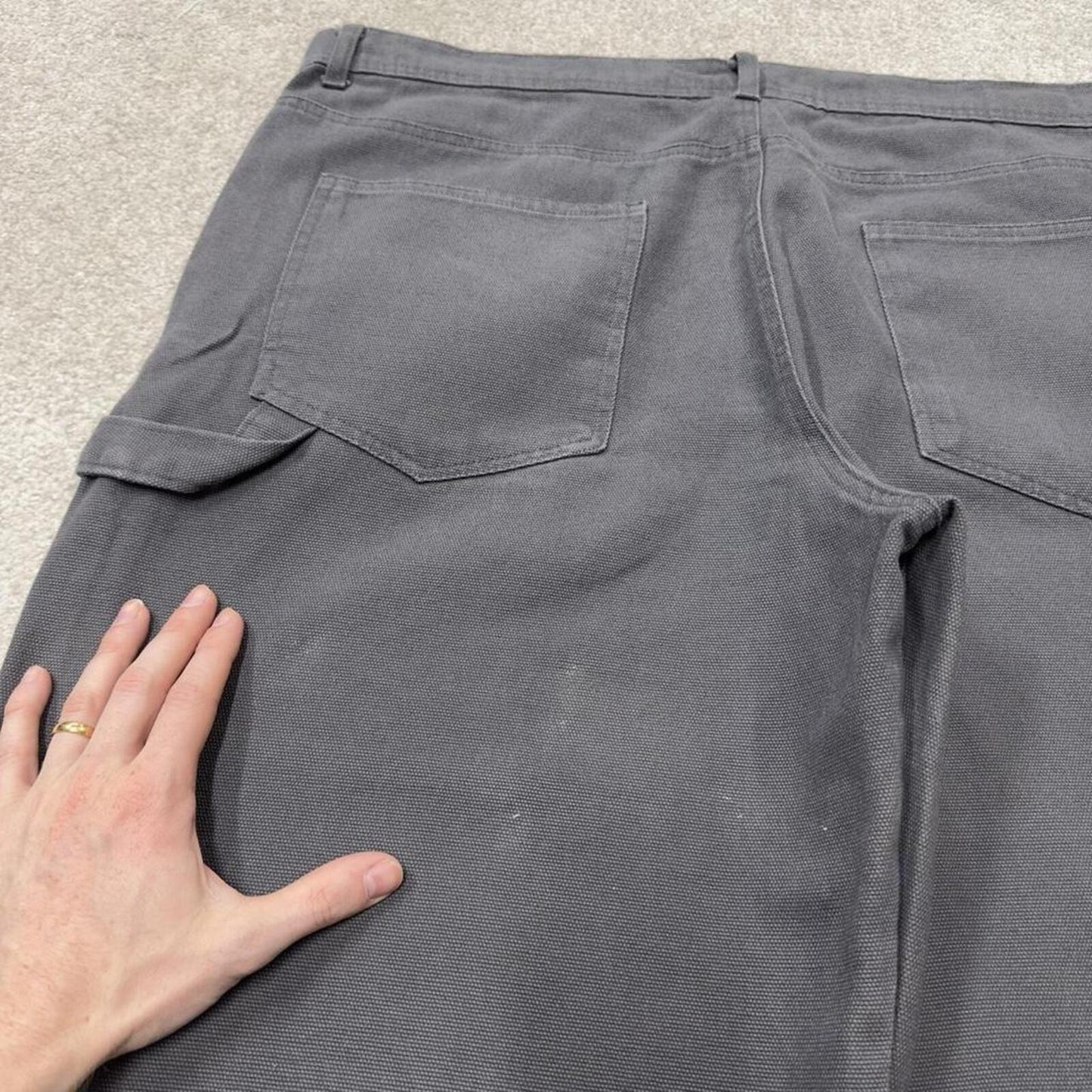 Baggy denim carpenter shorts cargo grey No Boundaries skater style surf jorts