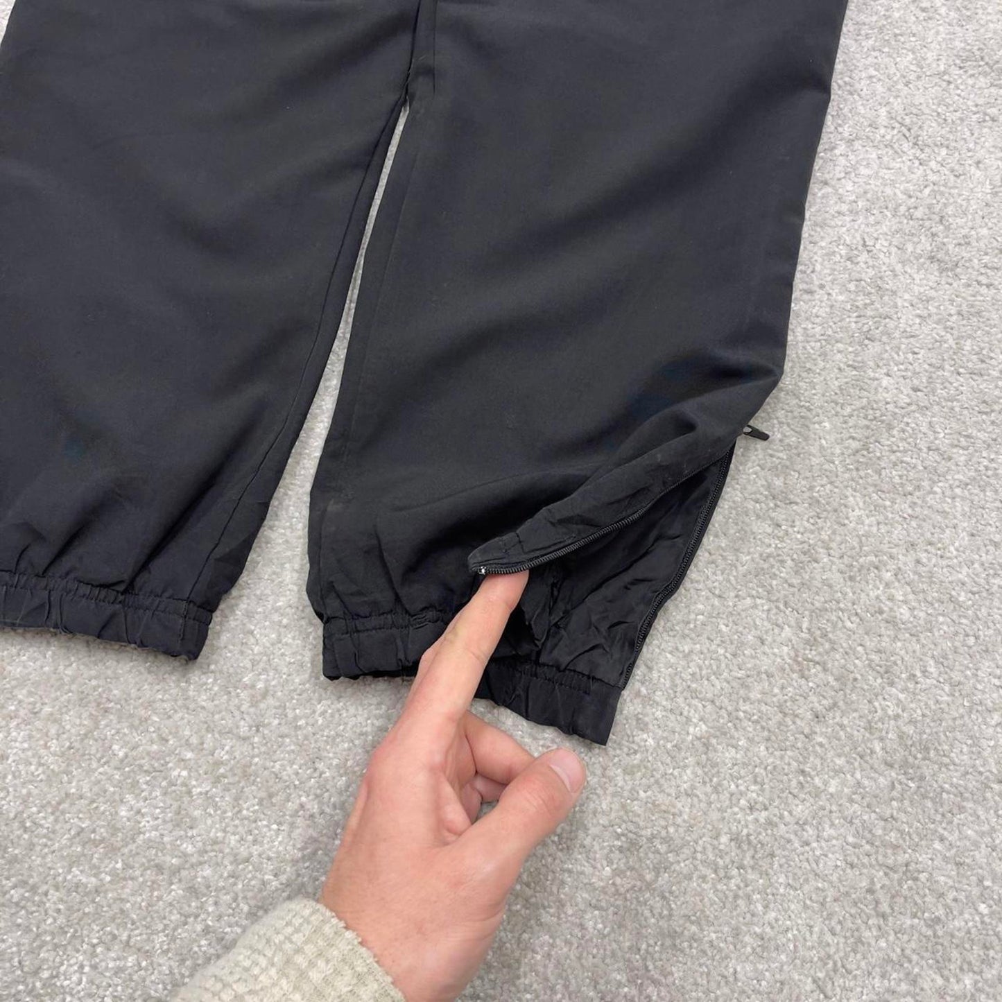 Y2k Adidas tracksuit bottoms black Small mens loose 00s joggers embroidered trackies sporty style