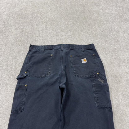 Black vintage Carhartt double knee carpenter jeans y2k Loose leg canvas skater style workwear