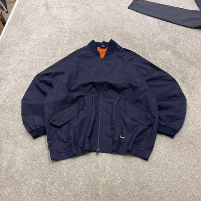 00s Nike technical windbreaker jacket M men's y2k style navy full zip coat