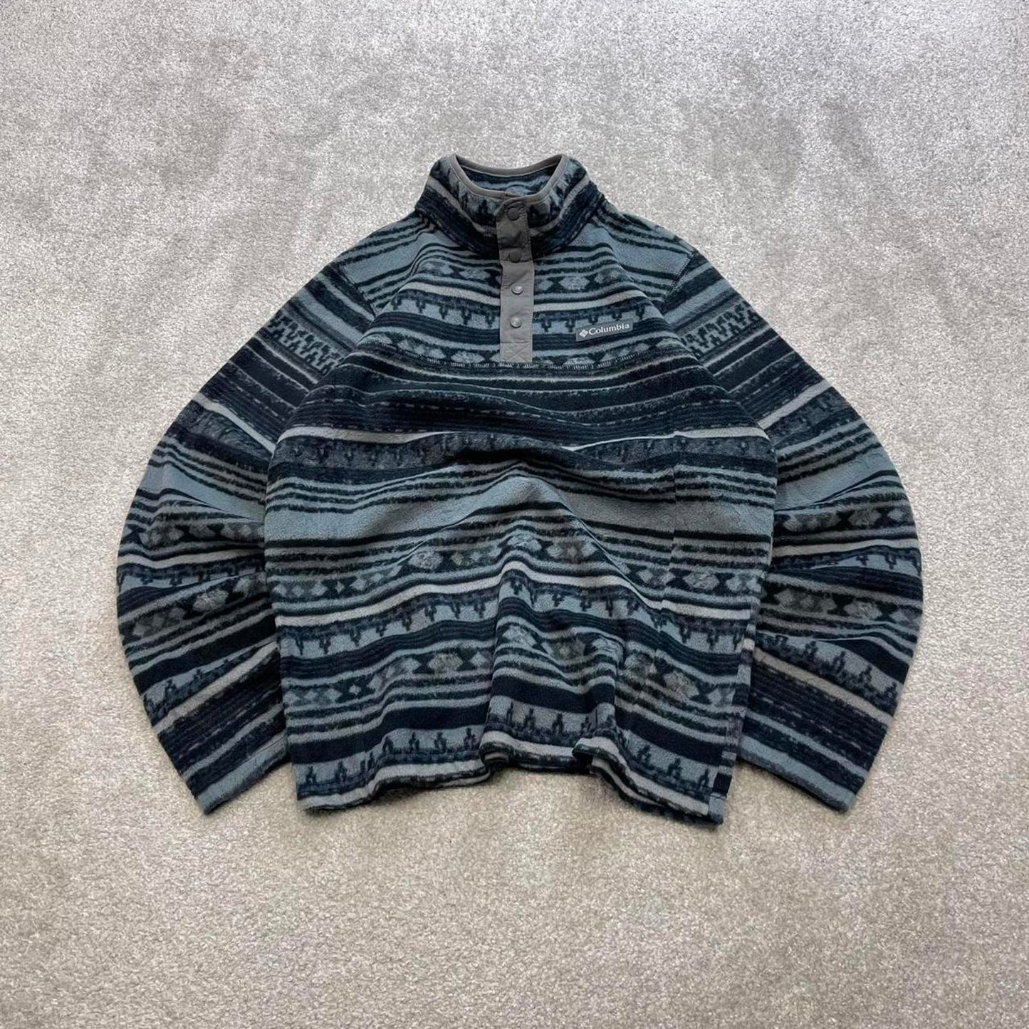 Patterned Columbia technical fleece Medium y2k style snap T autumn popper pull over