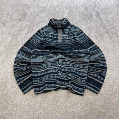 Patterned Columbia technical fleece Medium y2k style snap T autumn popper pull over