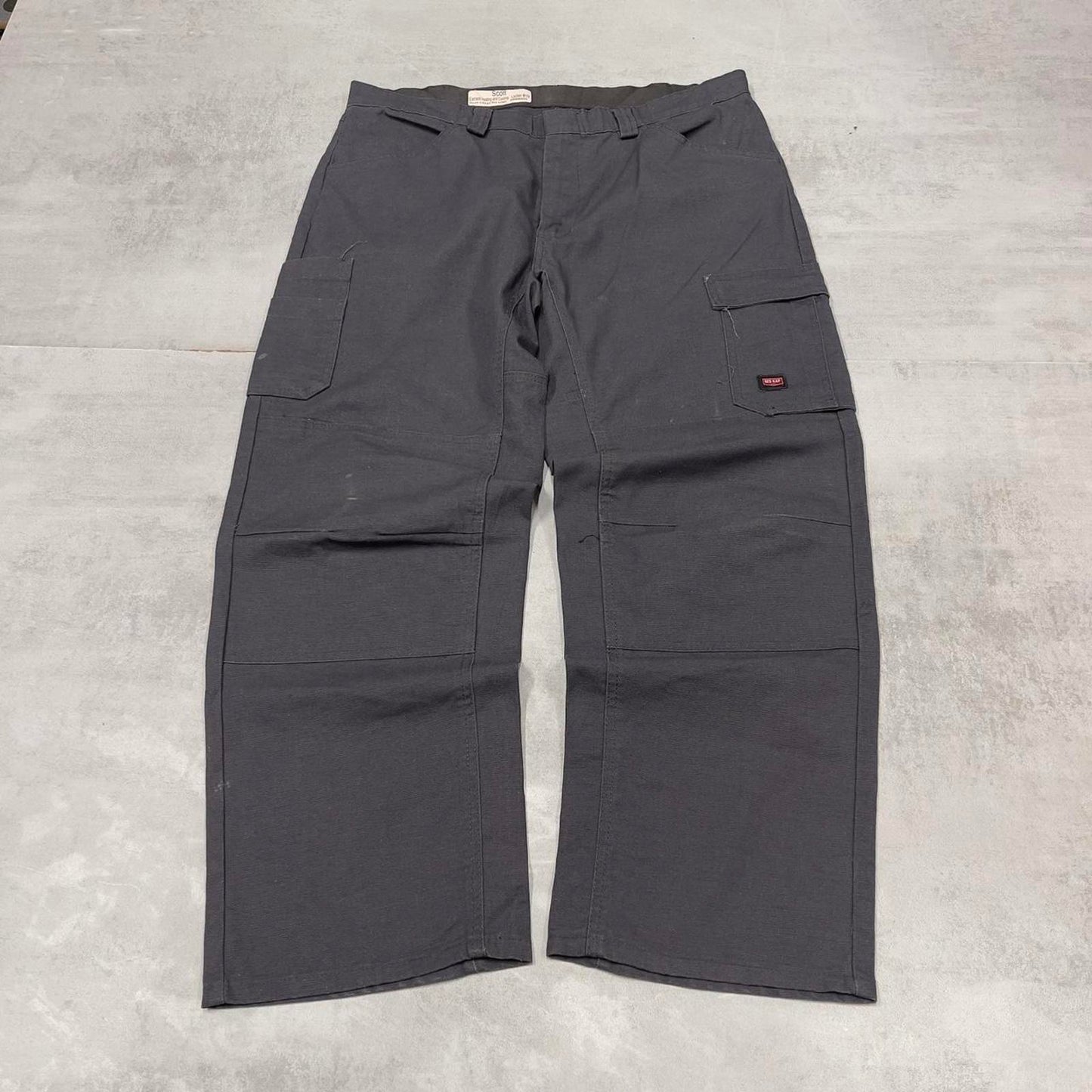 Baggy cargo pants skater workwear W38L30 grey Red Kap loose y2k style double knee carpenter trousers