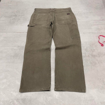 Loose Dickies carpenter jeans W36L30 90s skate style green thick canvas cargos