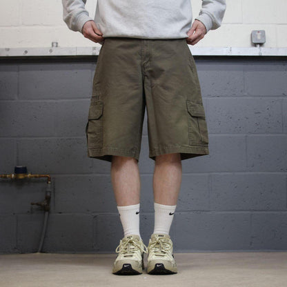 Dickies loose cargo shorts faded green Chino style skater shorts loose leg festival
