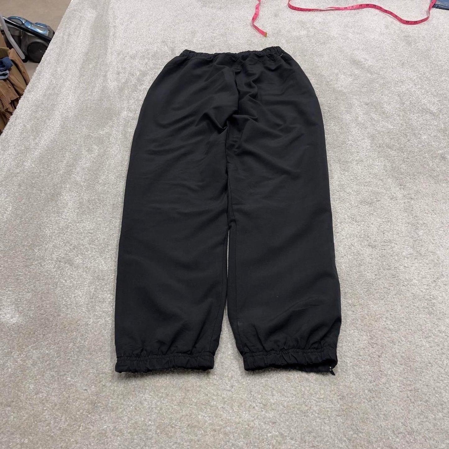 Y2k Adidas tracksuit bottoms black Small mens loose 00s joggers embroidered trackies sporty style