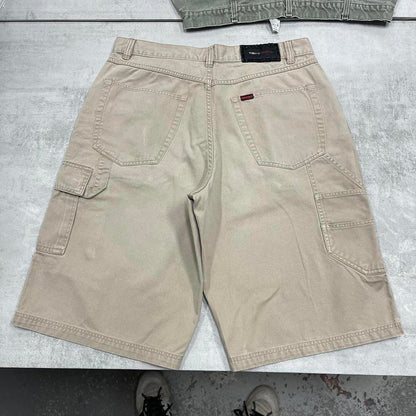Beige baggy FUBU cargo shorts W36 loose carpenter 90s style skater shorts