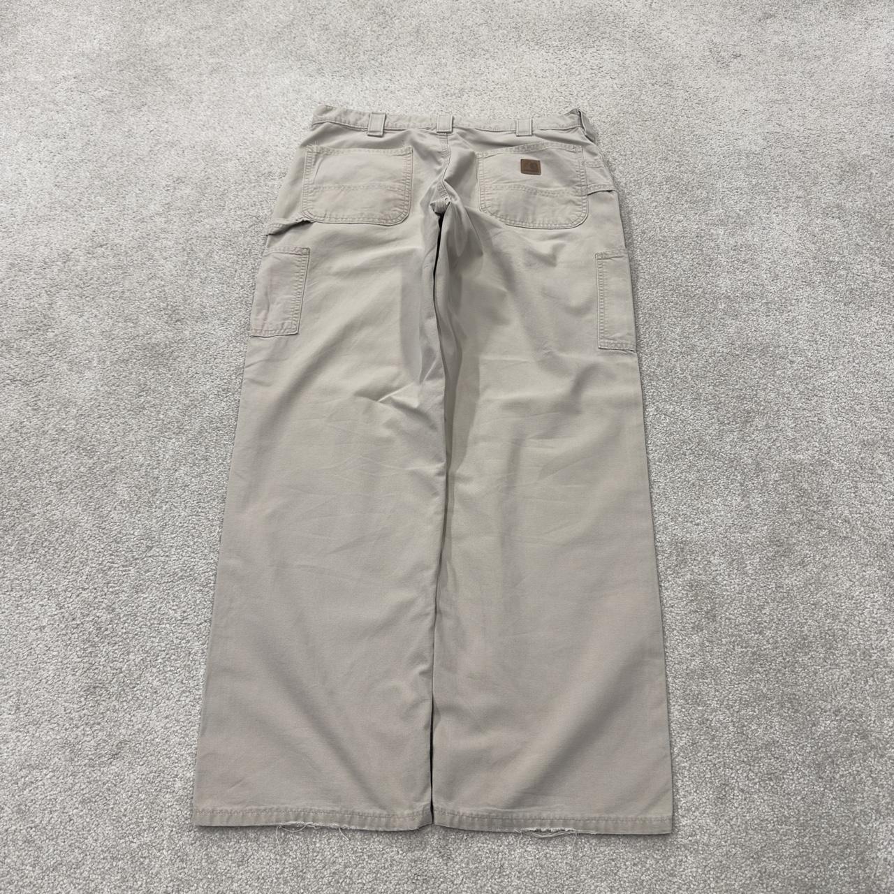 Baggy vintage Carhartt carpenter pants y2k beige Loose leg 2000s skater style workwear