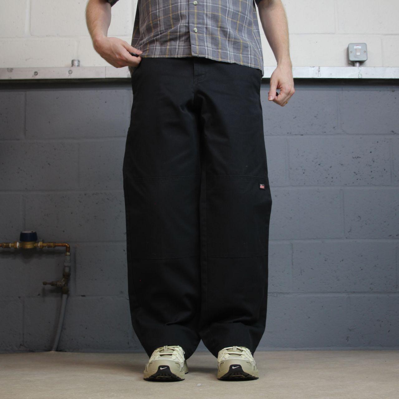 Dickies baggy double knee pants black W30L31 Wide leg chino skate style cargo work trousers
