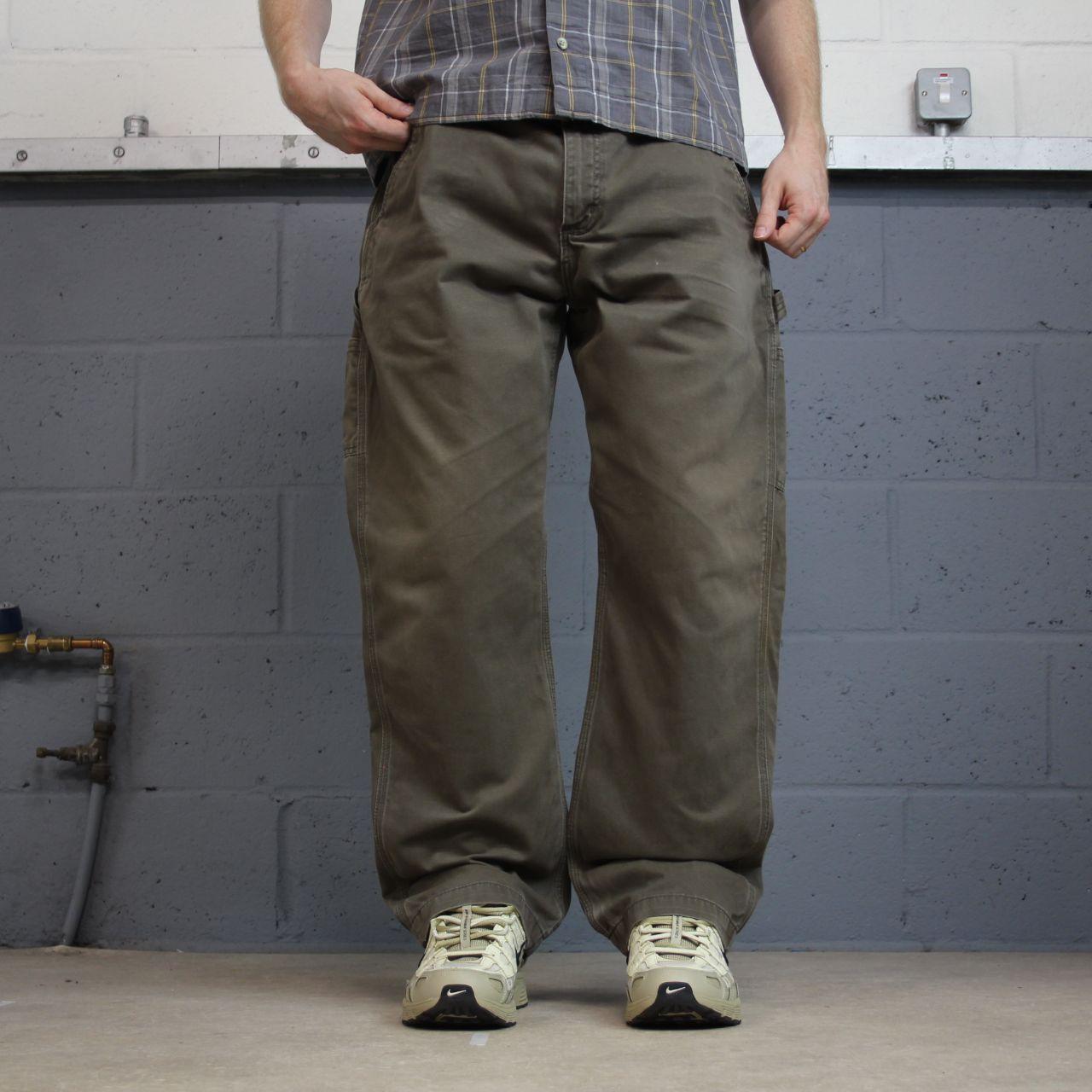 Carhartt carpenter pants relaxed y2k green Loose straight leg skater style workwear pants