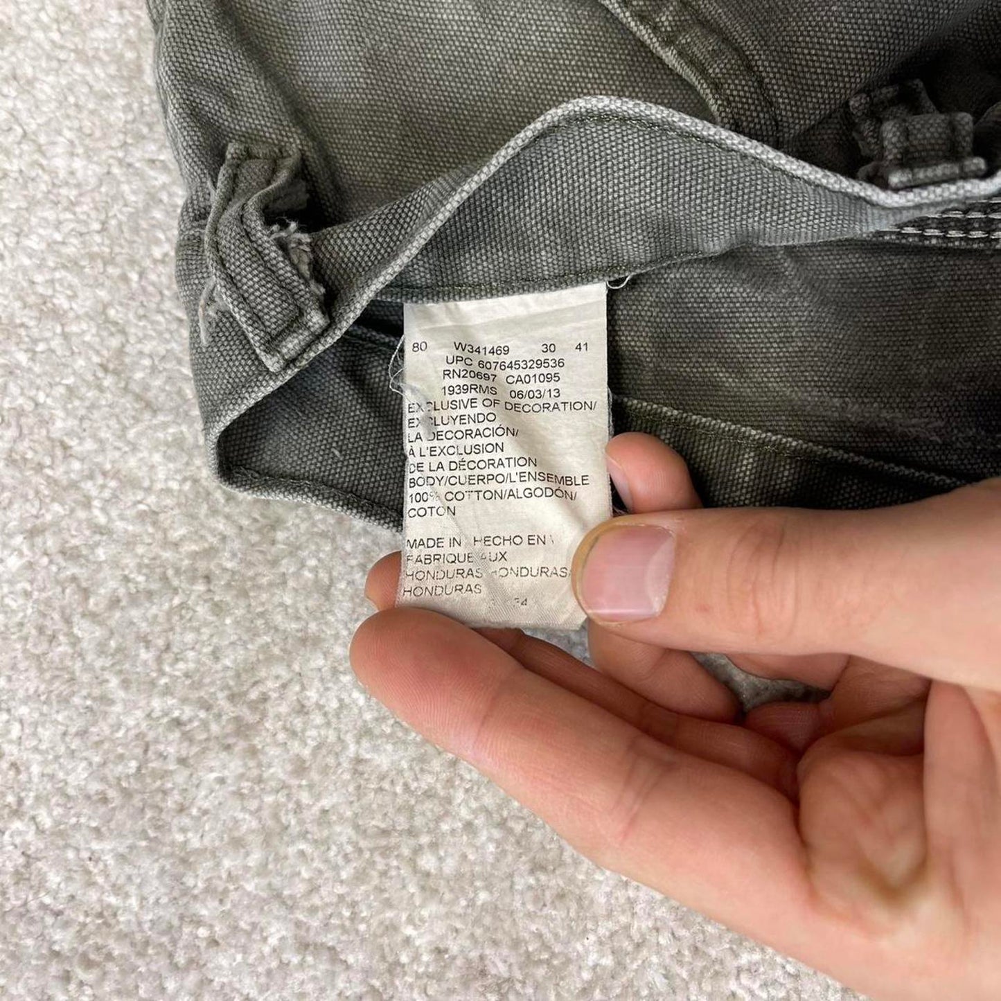 Green Dickies carpenter jeans W32L34 baggy 90s skater style canvas work cargos