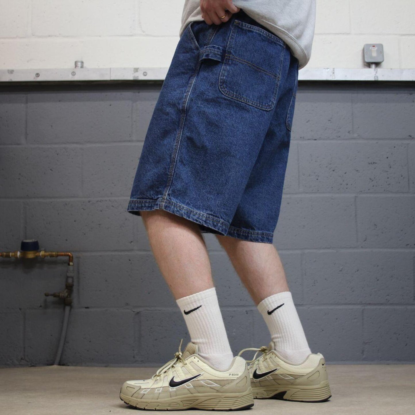 Baggy denim cargo shorts carpenter blue RK Brand loose skater style summer jorts