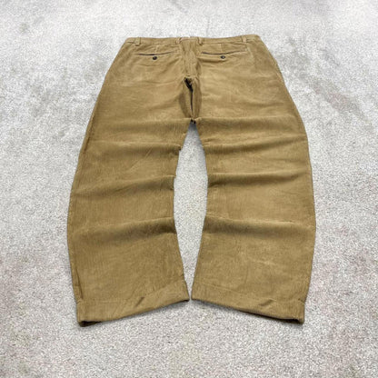 Tan Lands End wide wale corduroy trousers W36L31 baggy jumbo cord pants 90s skate
