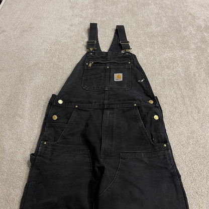 Carhartt dungarees y2k double knee black Festival / skate wear bib utility work overalls