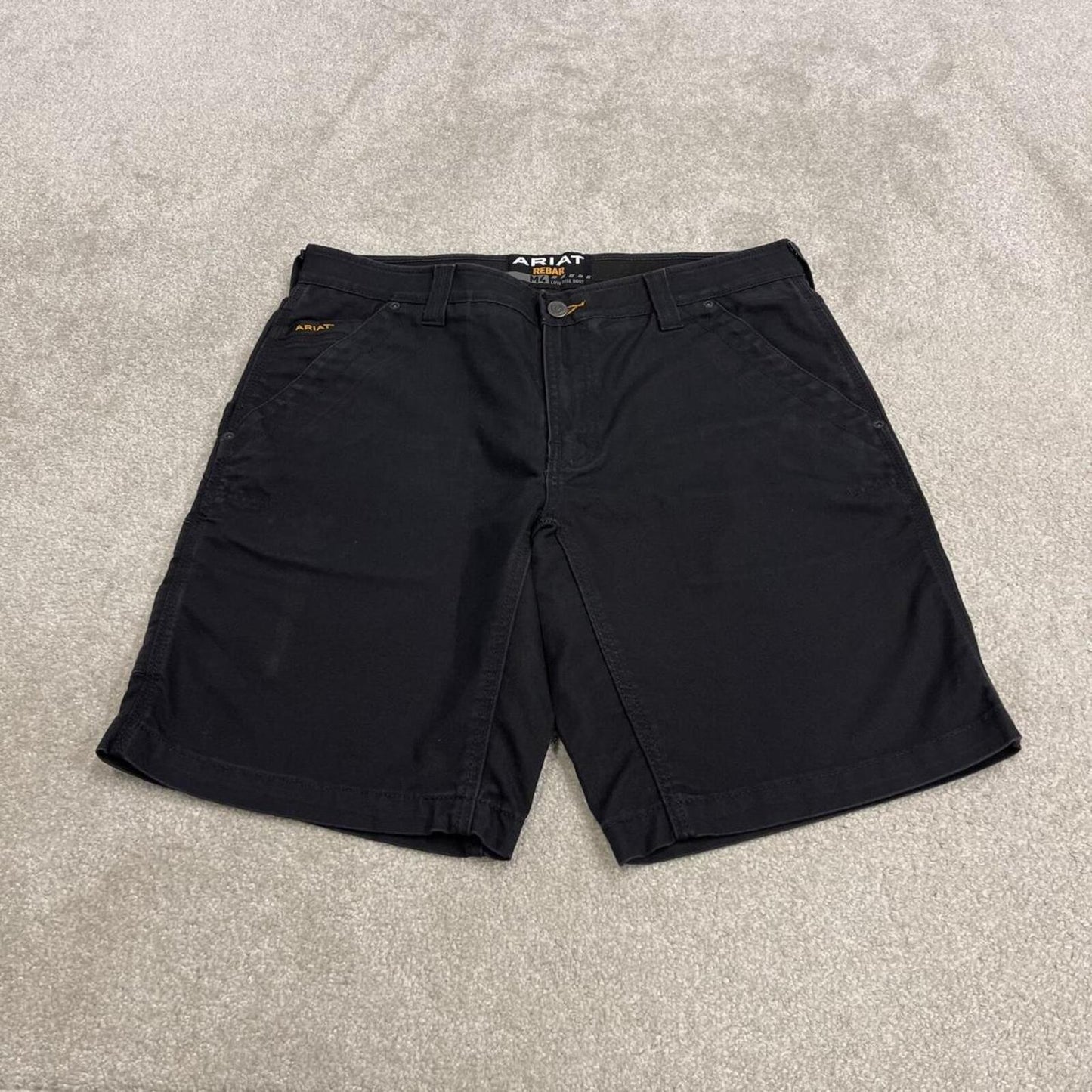Ariat carpenter shorts loose canvas black Low rise Rebar workwear cargo jorts