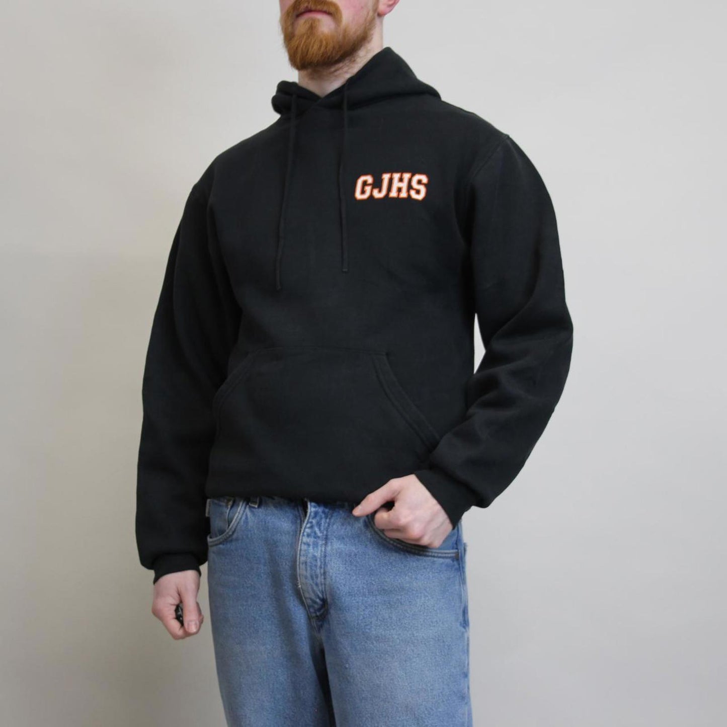 Black Russell Athletic hoodie S pullover jumper print design