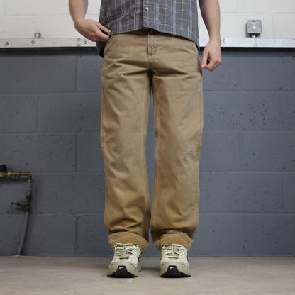 Vintage Carhartt carpenter pants y2k tan Straight leg skater style utility workwear