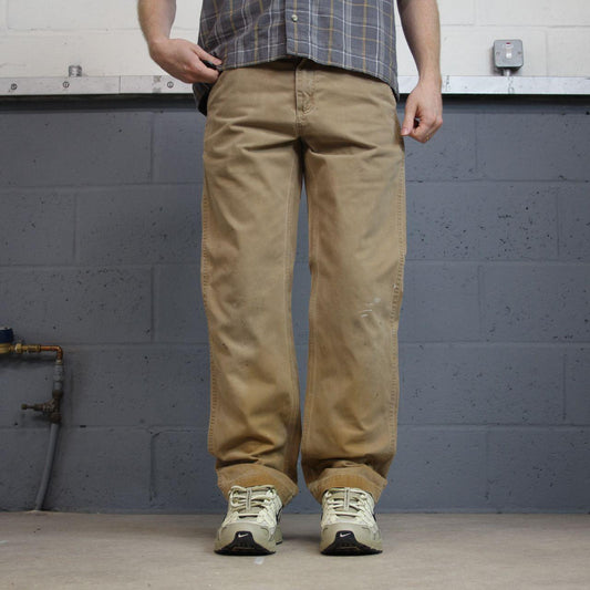 Vintage Carhartt carpenter pants y2k tan Straight leg skater style utility workwear