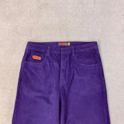 Purple Empyre wide wale jumbo corduroy trousers W34L31 chunky baggy cord pants 90s skate style
