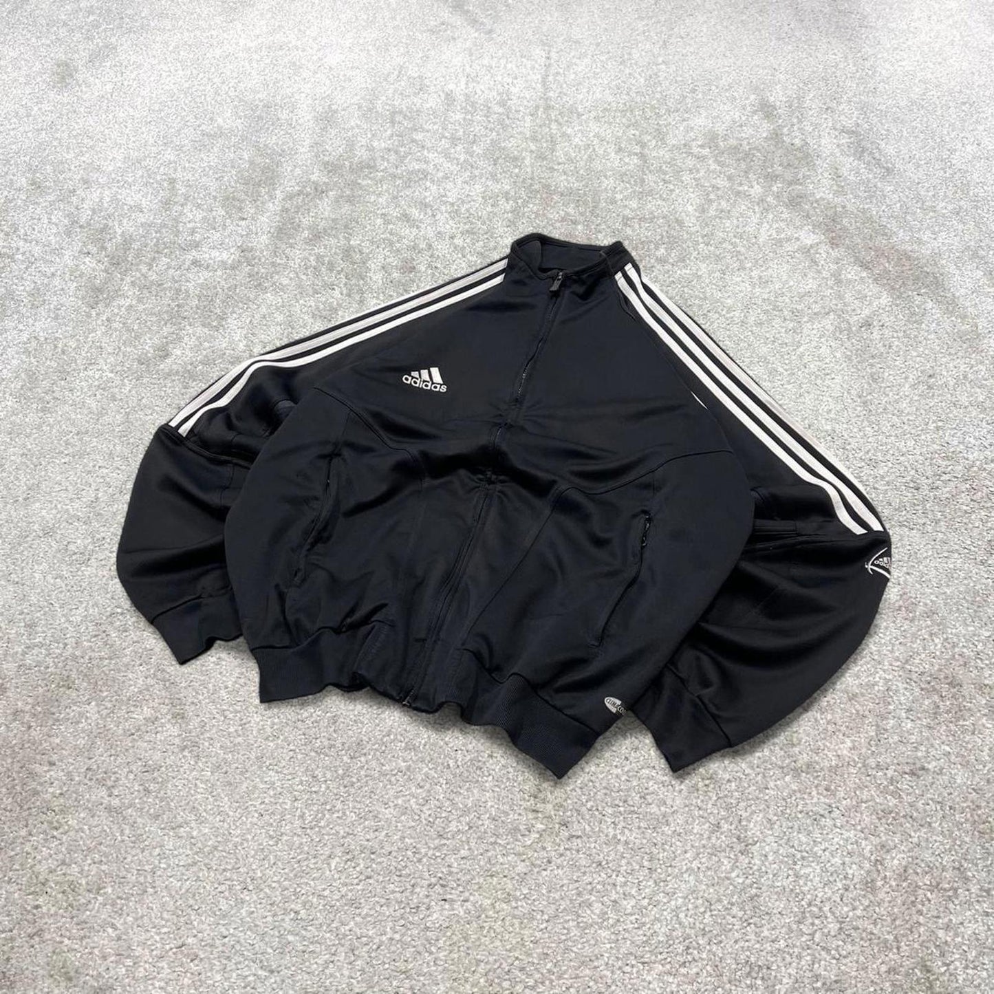 Vintage Adidas track jacket XXL men's y2k 00s style black funky sports tracksuit