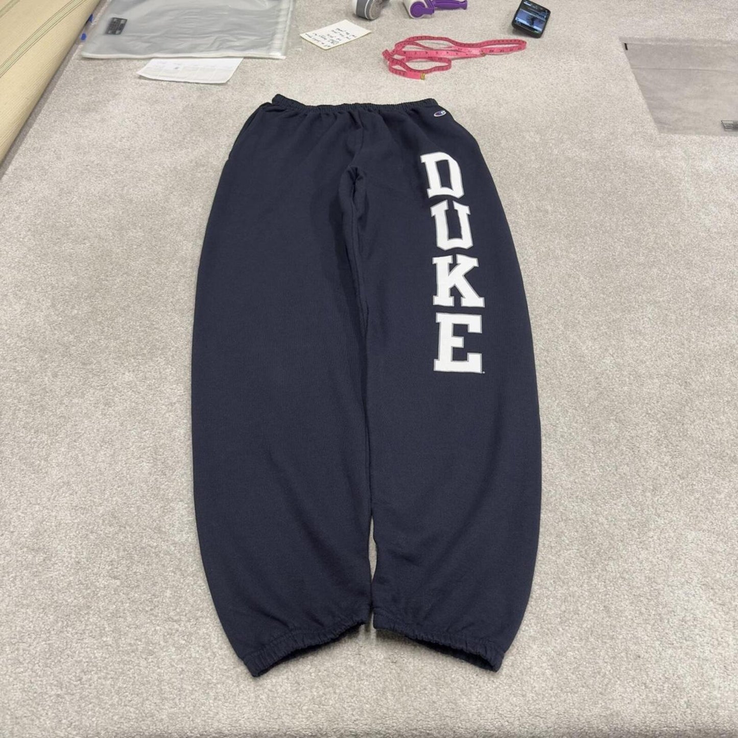 Champion sweatpants loose navy joggers Loose floaty embroidered logo Duke tracksuit bottoms
