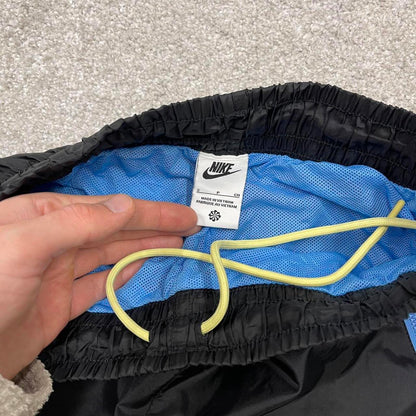 Y2k loose Nike tracksuit bottoms black Loose lined embroidered two tone track pants